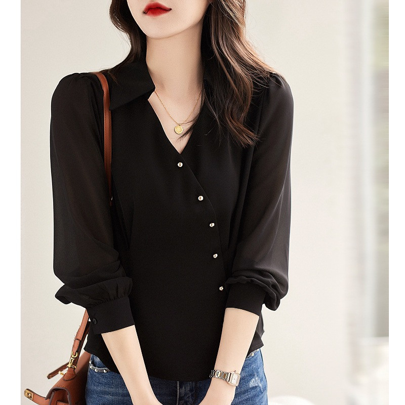 Korean Fashion Button Up Puff Sleeve Elegant Shirts