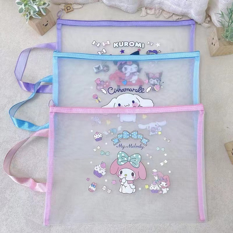 Kawaii Sanrio A4 Mesh Zipper Bag