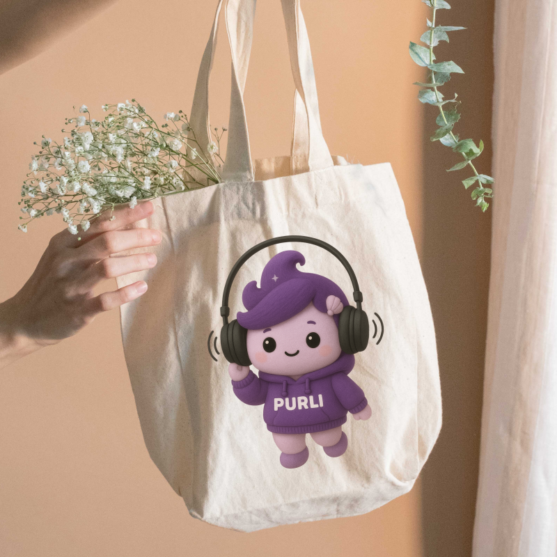Cute PURLI Canvas ToteCute PURLI Canvas Tote Bag Bag