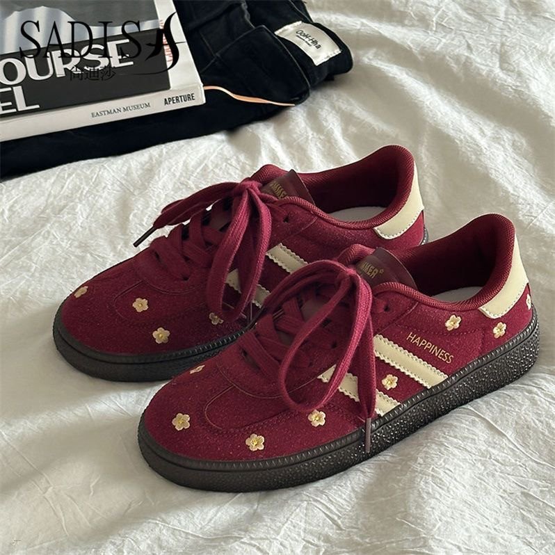 Korean Round Toe Stripe Designer Vulcanized Shoes