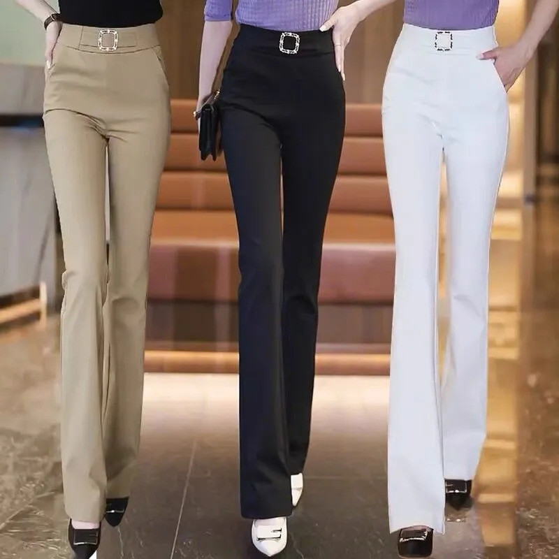 Korean Fashion Elegant Micro--Flare Slim Fit Pants