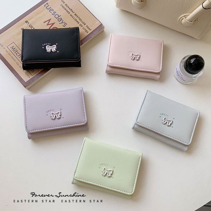 Korean Cute Bow Short Folding Wallet Purse