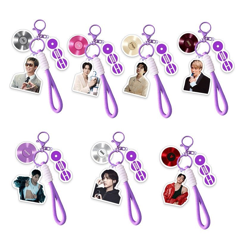 BTS ARIRANG Acrylic Keychain Pendant Purple Lanyard