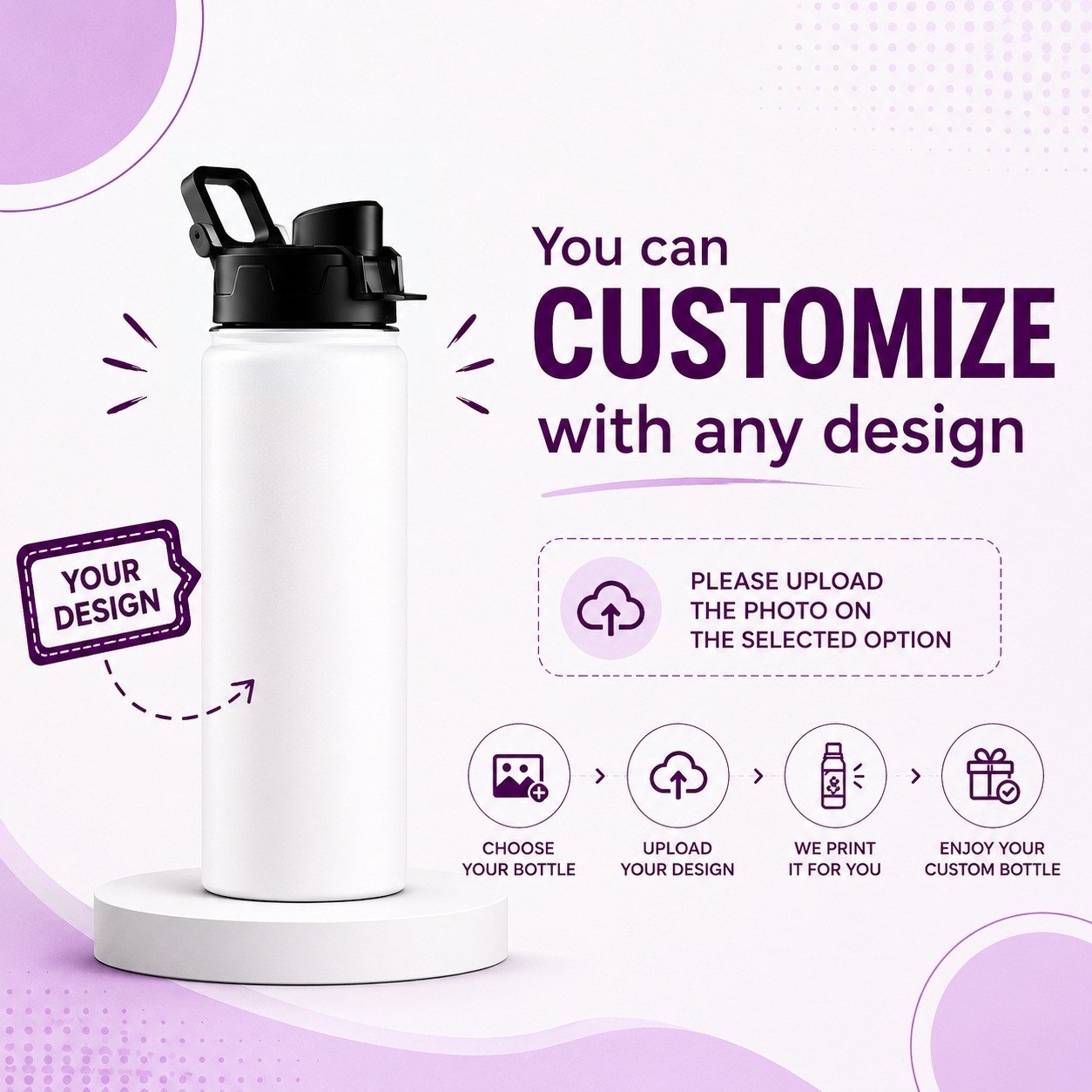 Customized Design Sublimation Printed Water Bottle 600ml