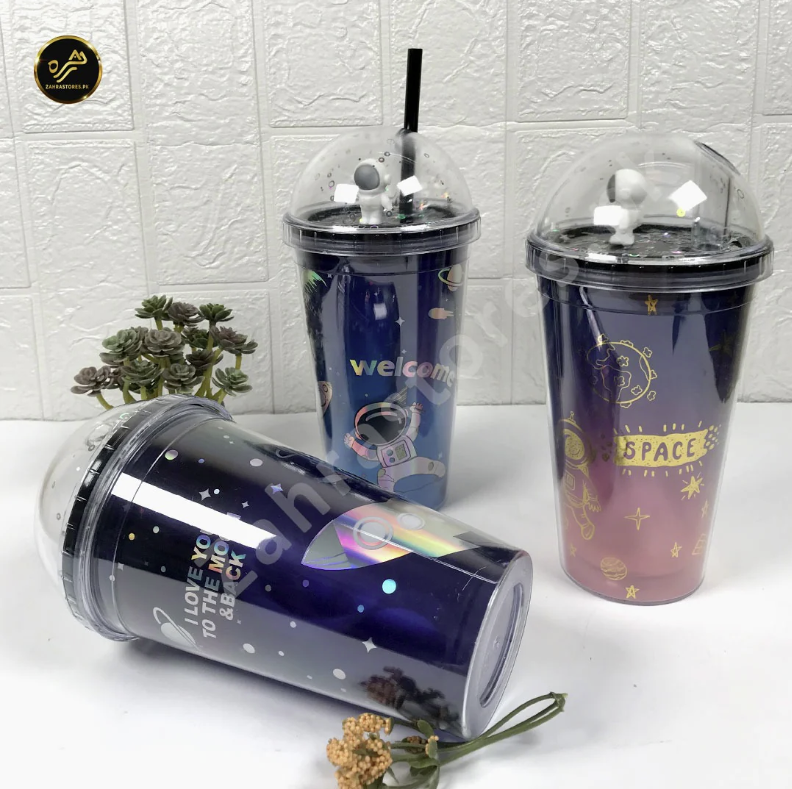 Astronaut Space Designed Juice Sipper Glass Bottle