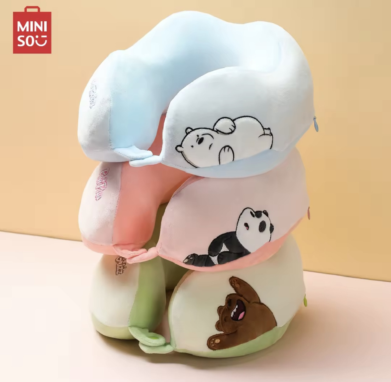 Miniso Bare Bears Travelling Pillow