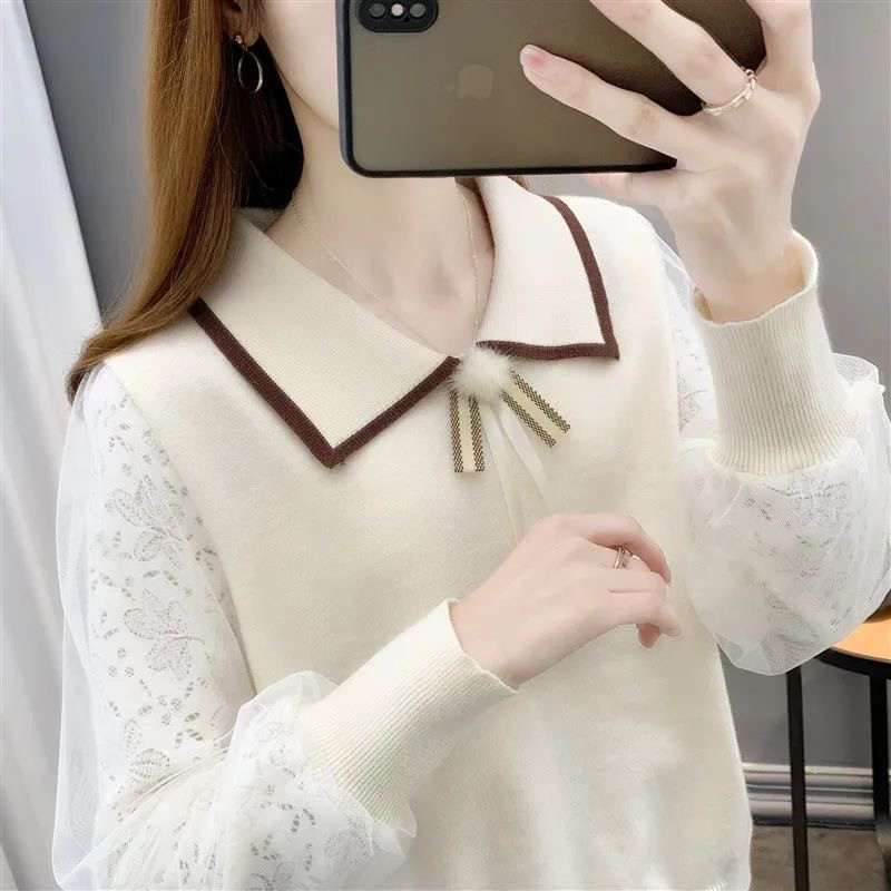 Ruffle Collar Bow Kawaii Chiffon Tops