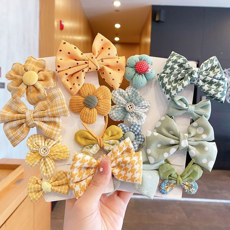 [4Pair/8-Piece Set] Fabric Bow Design Hair Clip