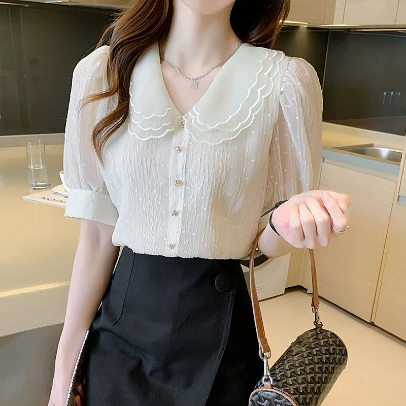 Summer Fashion White Chiffon Elegant Tops