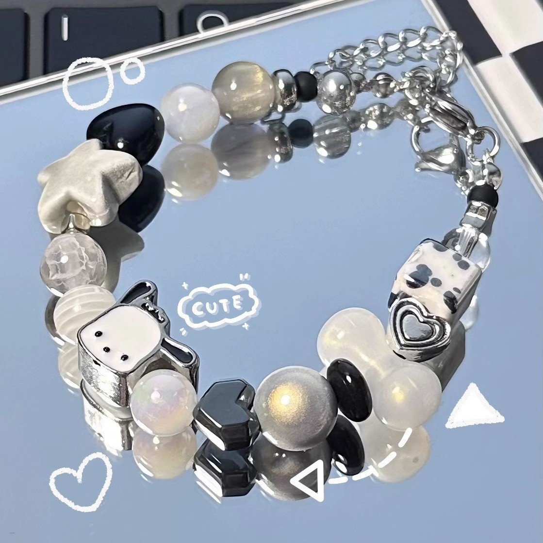 Sanrio Cartoon Hello Kitty Pochacco Cute Bell Beaded Bracelet