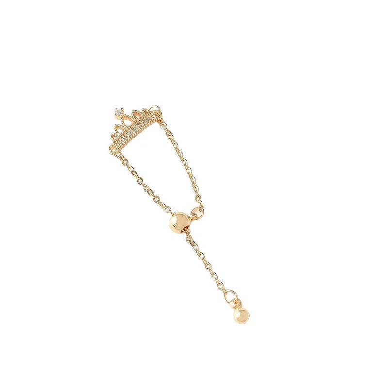 Trendy Fashion Crown Chain Long AAA Zircon Finger Ring