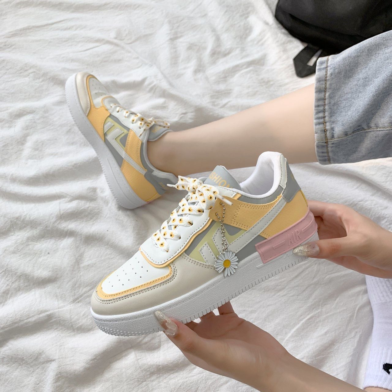 Candy Colored Lace Up Casual Sneakers