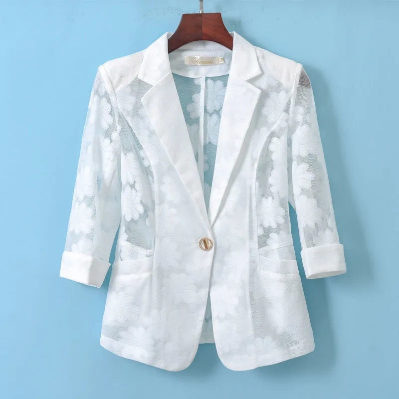 Summer Hollow Lace Cardigan Blazer