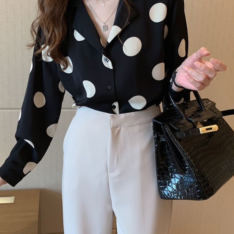 Polka Dot Printed Chiffon Shirt