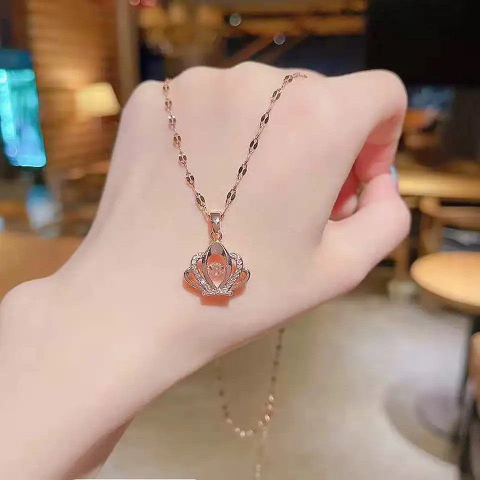 Crown Spinning Crystal Geometric Rhinestone Necklace/Pendant