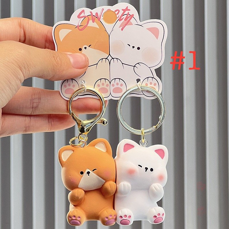 2Pcs Cute Bear Couple Magnetic Keychain