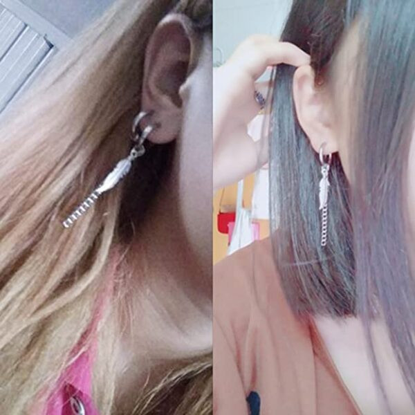 KPOP Bangtan Boys Album BTS Feather Mismatch Tassel Chain Drop Earrings