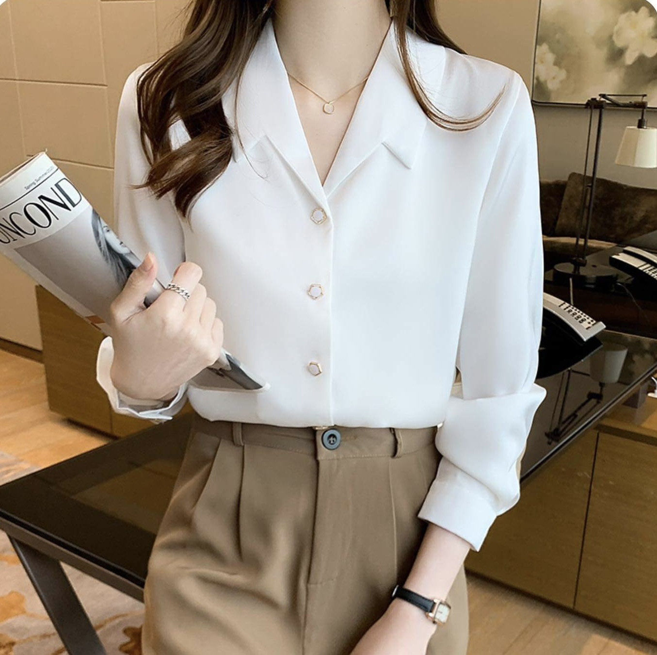 Long Sleeve Chiffon Shirt