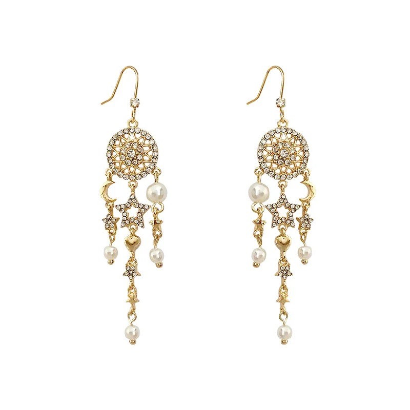 Senior Sens Earrings Women's Long Temperament Cool Super Fairy Tassel  Stars Moon Earrings