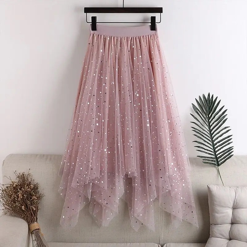 Star Sequined Elastic Skirt