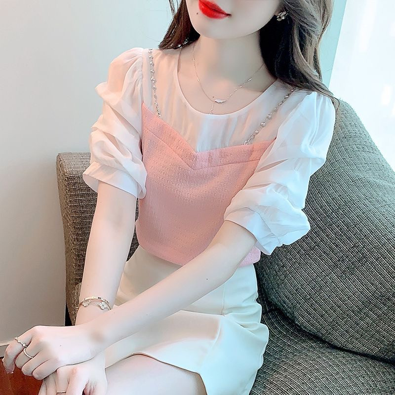 Korean Fashion Bubble Sleeve Classic Summer Tops