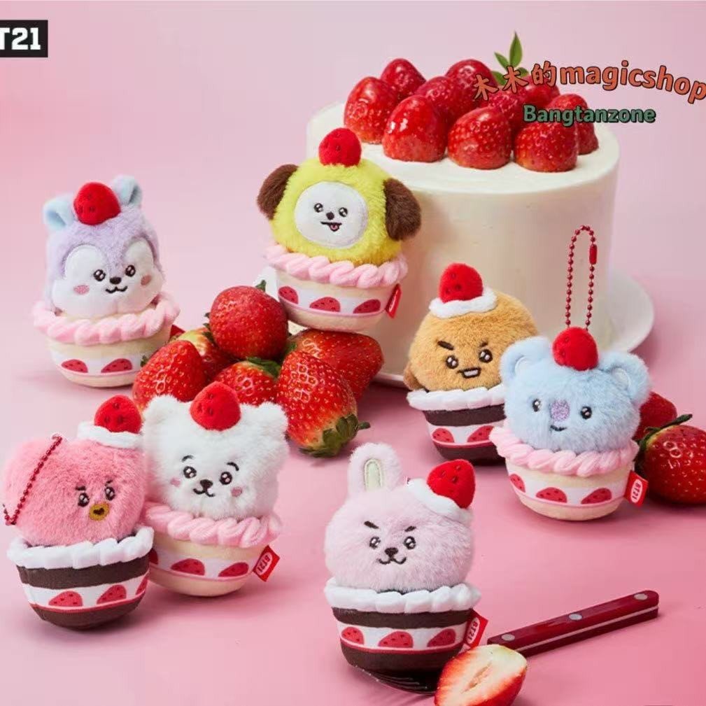 BT21 Strawberry Cake Party Doll Keychain