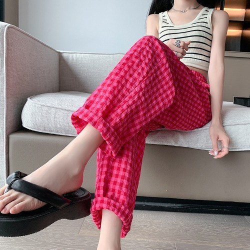 Korean Style Sleep Bottoms Elastic Cropped Pants