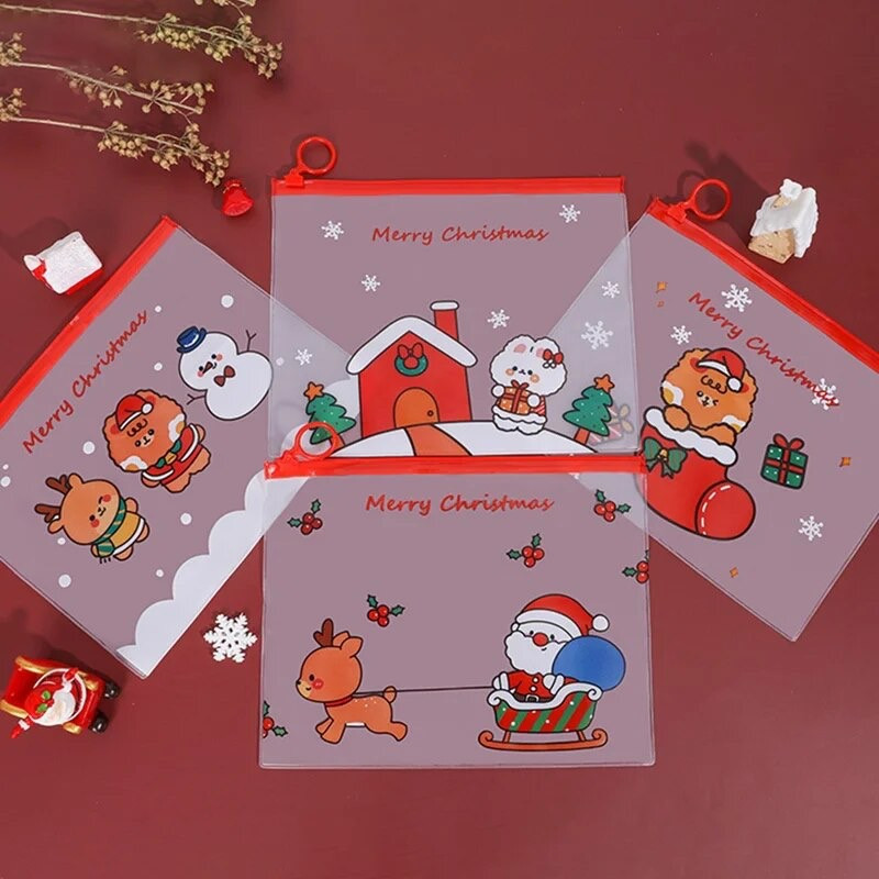 Zipper Transparent Christmas File Holder (Random)