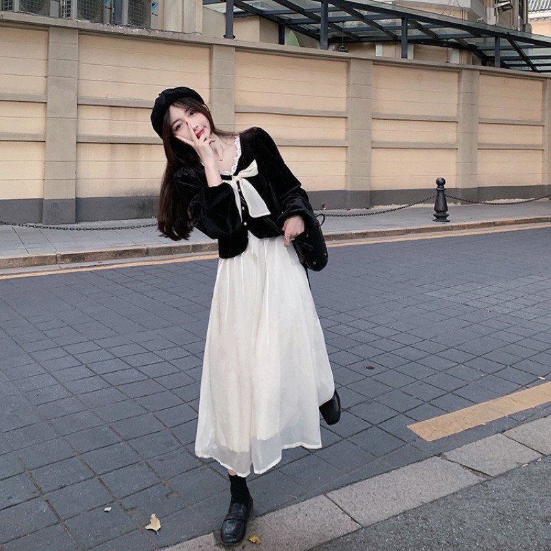 Casual French Style High Waist Aesthetic Party Dress