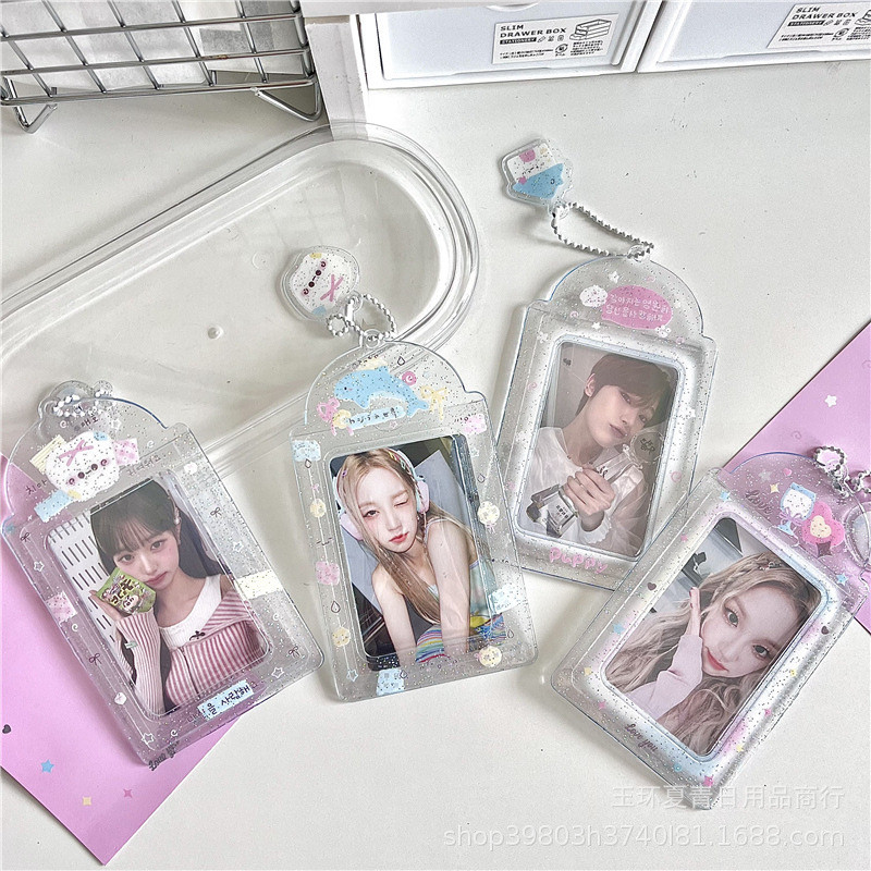 Transparent Glitter PVC Photocard Holder
