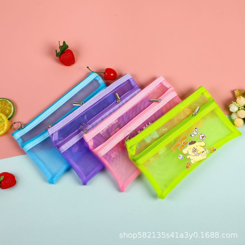 Kawaii Sanrio Mesh Nylon Transparent Pencil Bag