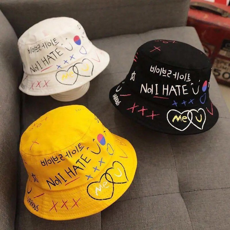 Korean Graffiti Printing Harajuku Bucket Hat
