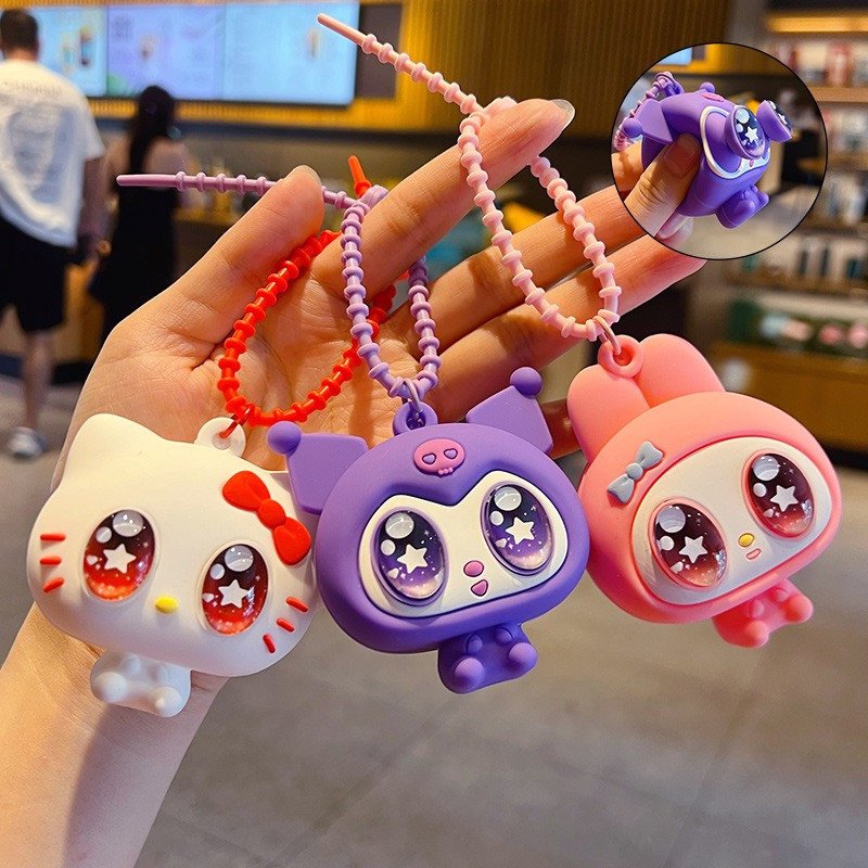 Kawaii Sanrio Squeeze Eyes Pop-Up Pinch Keychain