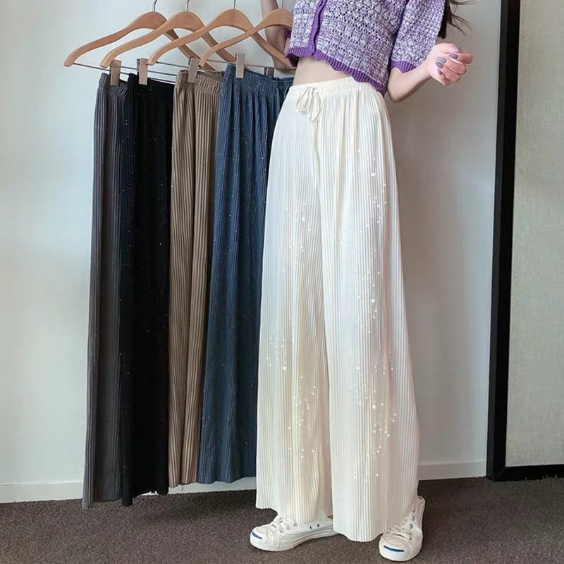 Chiffon Ice Silk Sparkling Loose Long Pants