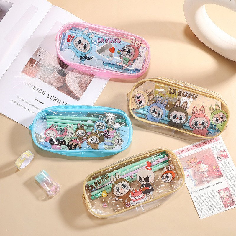 Labubu Cartoon Transparent Pencil Storage Bag