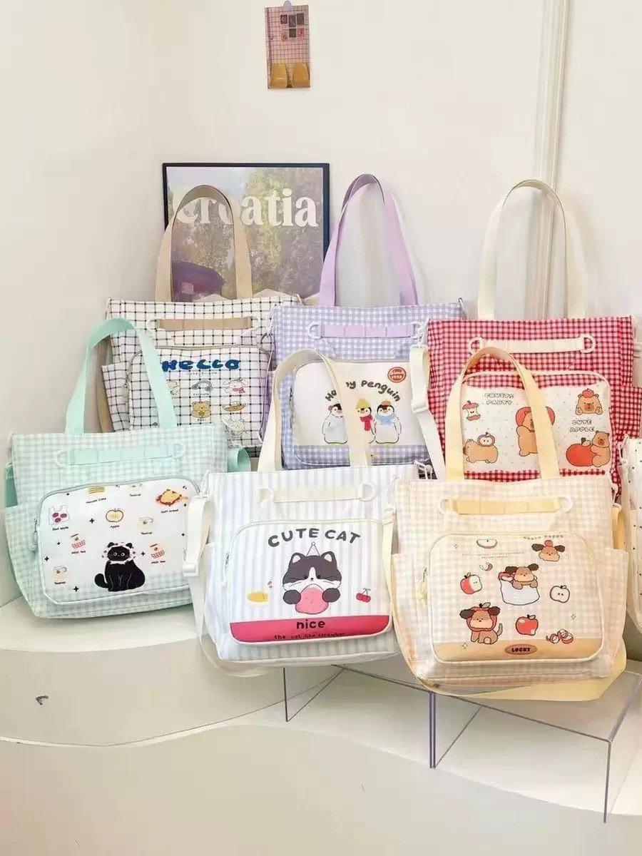 Korean Style Illustrated Fabric Versatile Tote Bag