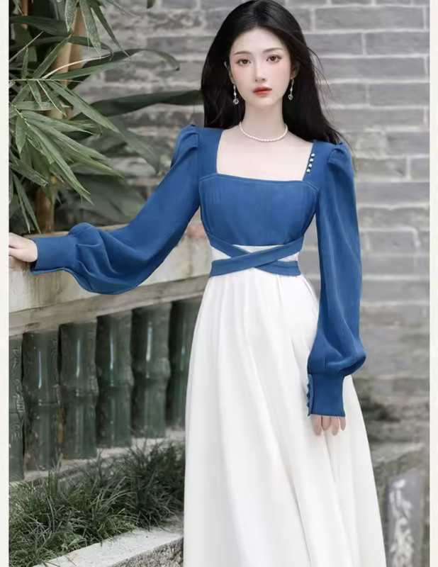 2025 Korean Winter Fashion Bowknot Long Dress