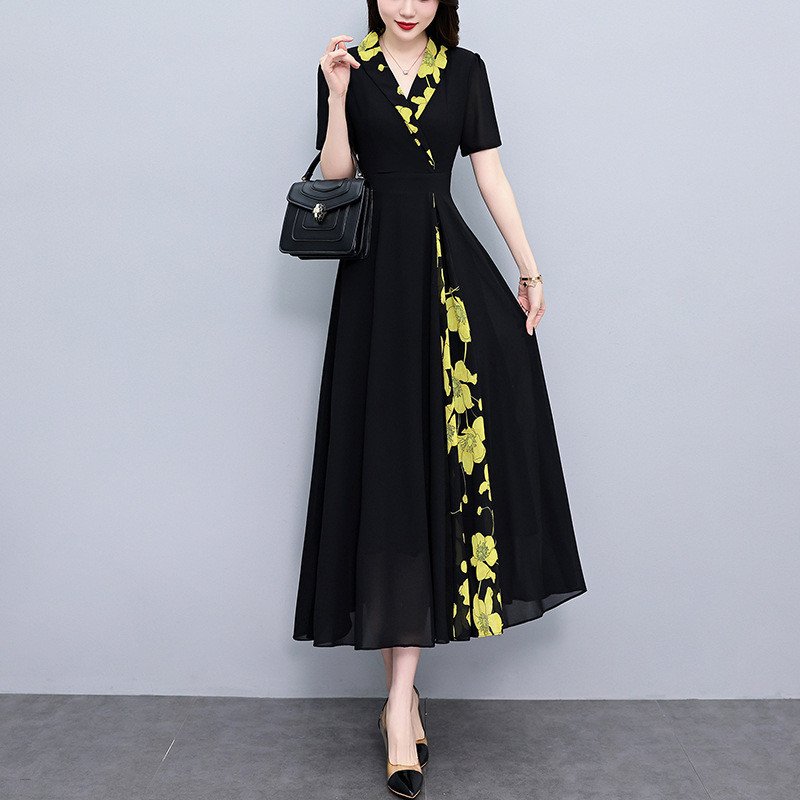 Elegant Fashion Black Bodycon Floral Party Dress