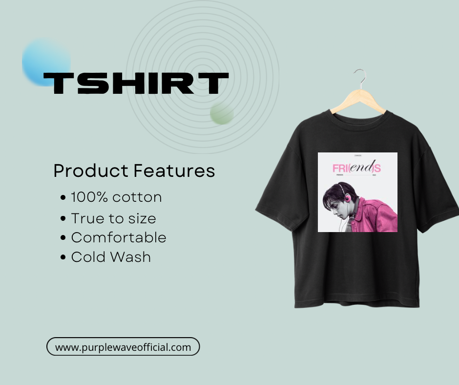 BTS-V FRI(END)S DTF Printed Drop Shoulder Classic T-shirt