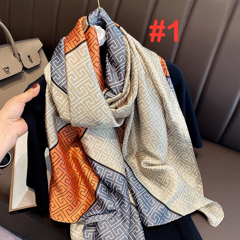 Geometric Printed Silk Satin Scarf