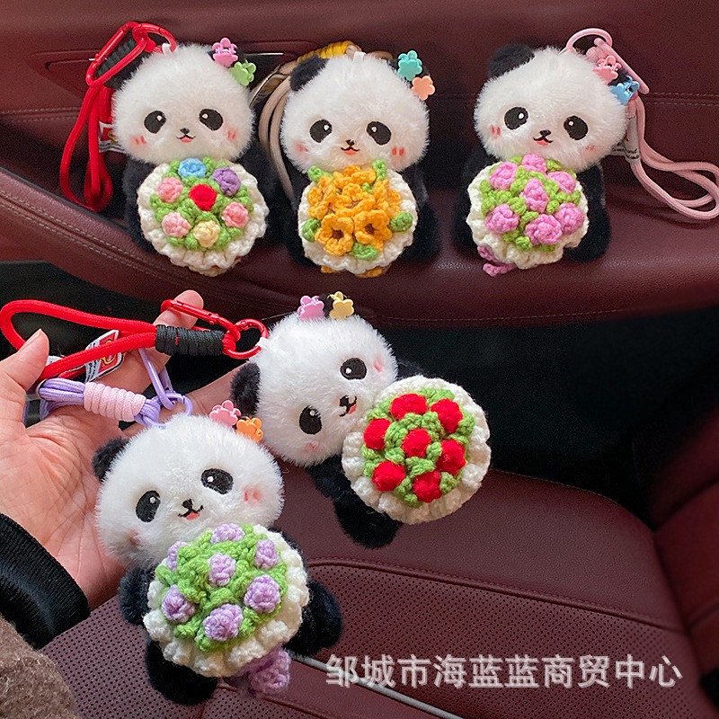 Flower Bouquet Panda Pendat Keychain