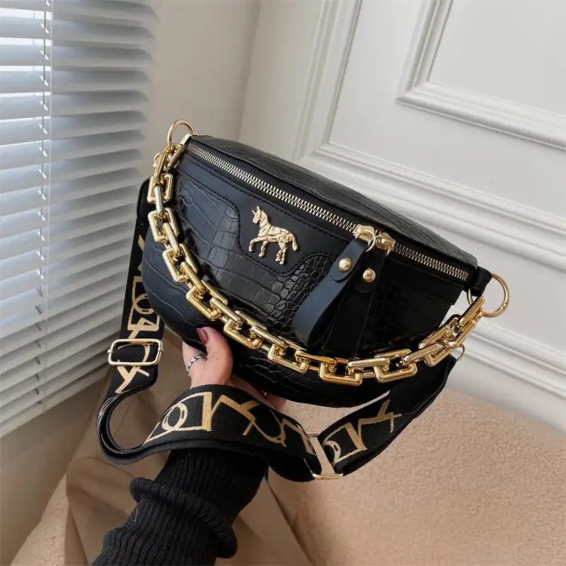 Crocodile Pattern Messenger Waist Bag Shoulder Crossbody Bag