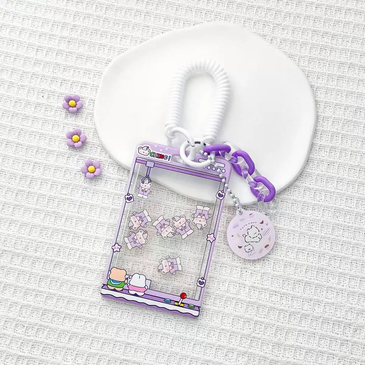 Cute Cartoon Acrylic ID Card Holder With Rope