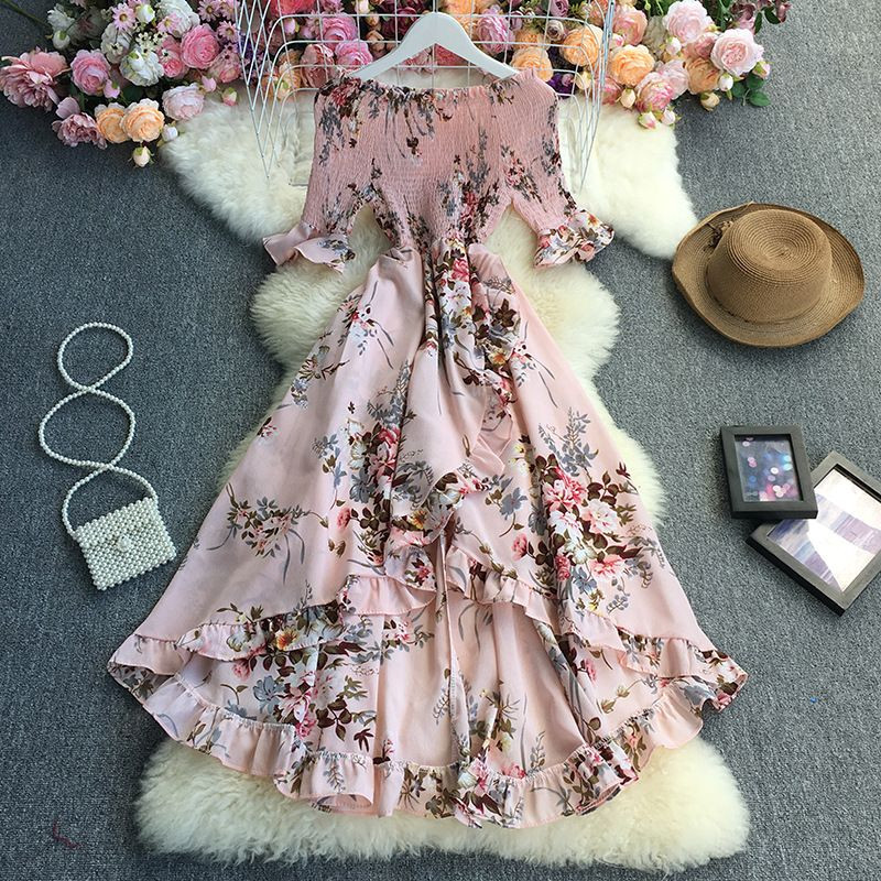Floral Print Elegant Off Shoulder Party Dress