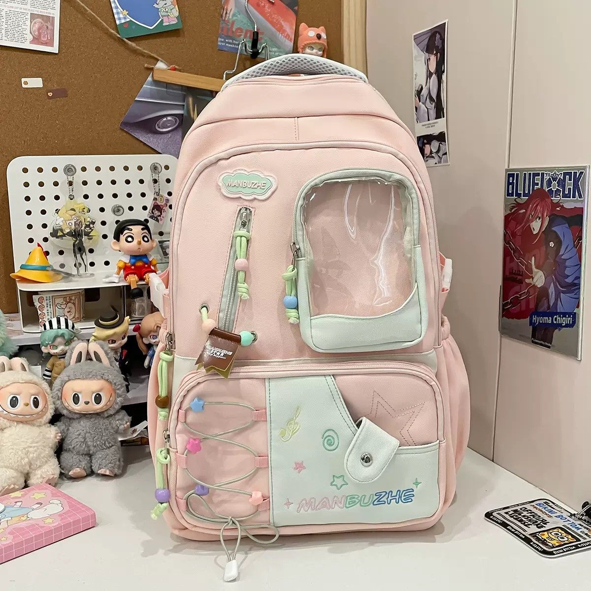 Japanese High-Value Sweet Dopamine Transparent Large Capacity Backpack