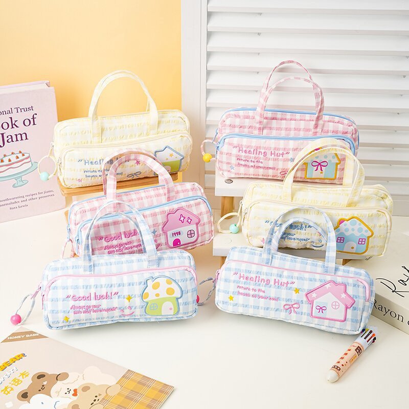 Cute Japanese-Style Lucky House Dopamine Large Capacity Stationery Bag