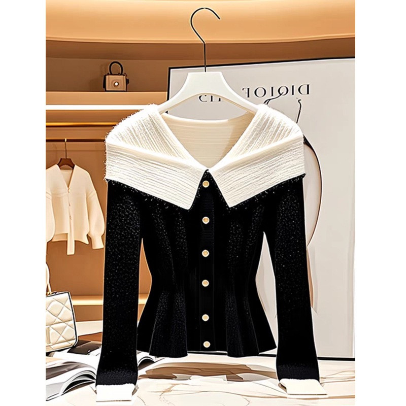 Black & White Luxury Wool Cardigan