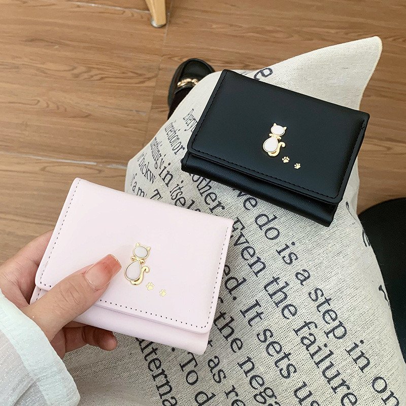 Kawaii Cute Cat Designed Three-Fold Mini Purse Wallet
