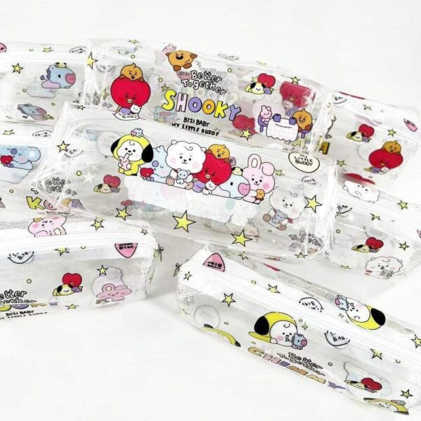BT21 Cartoon Characters Transparent Pencil Pouch Bag