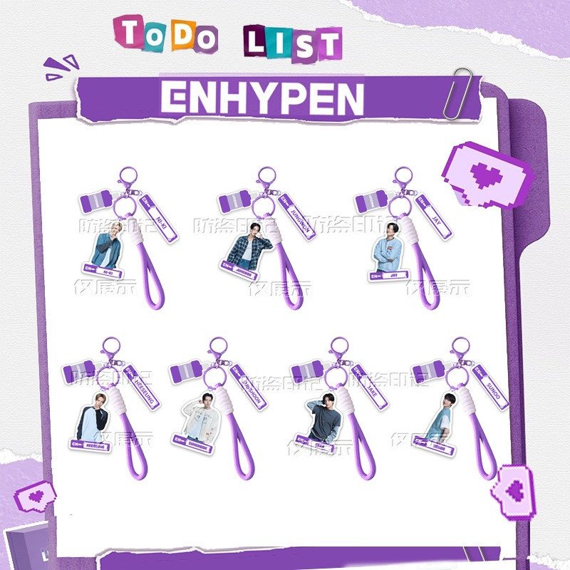 ENHYPEN LISTERINE Acrylic Keychain Pendant Purple Lanyard